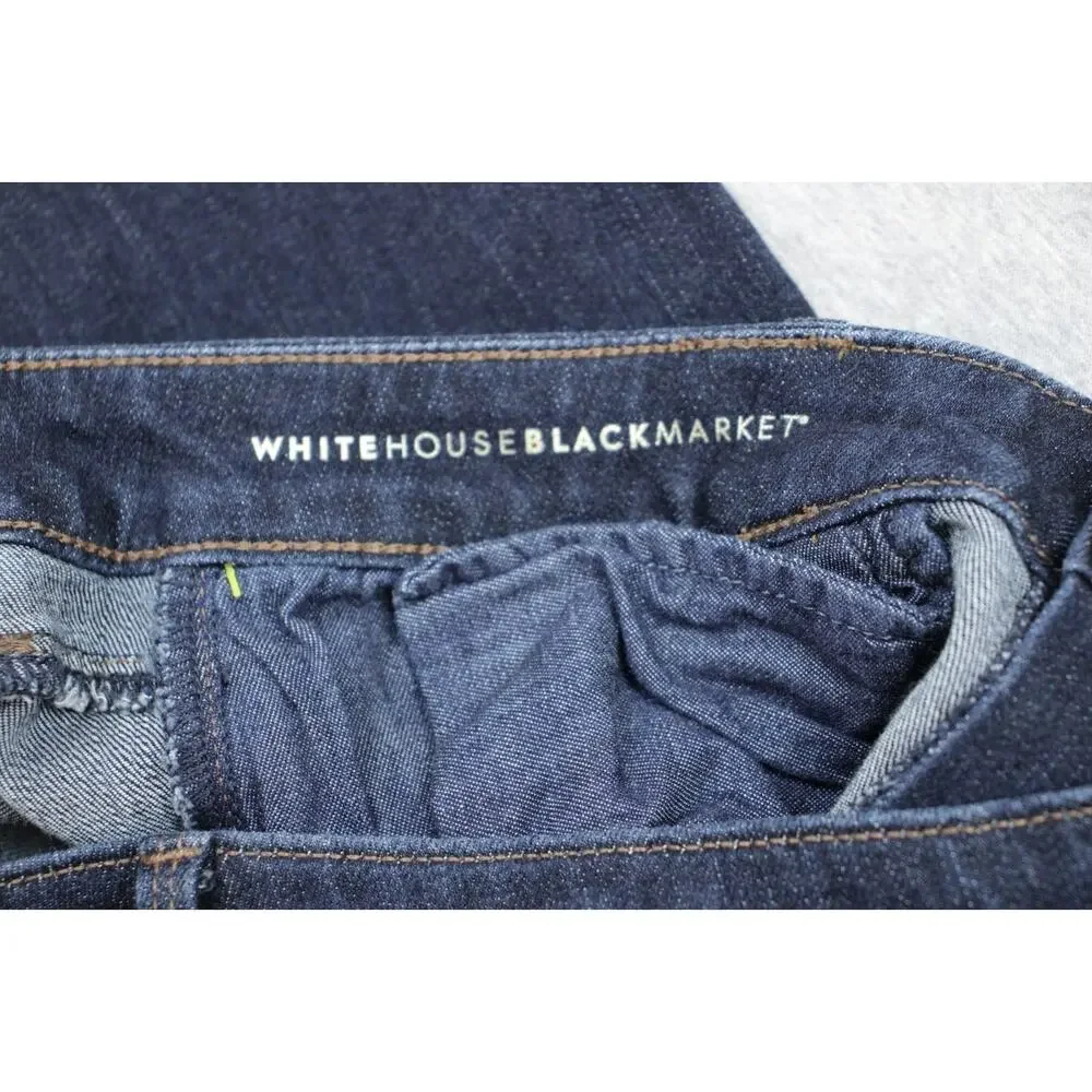 White House Black Market Jeans Womens 6 Blue Skinny Ankle Stretch Buckle Zip Hem